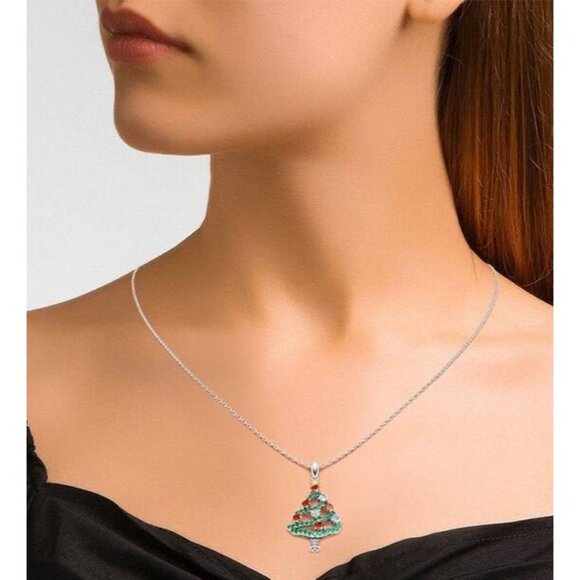 Christmas Tree Necklace New Red Green Crystal Mother Daughter Friend Sis… - Picture 10 of 12